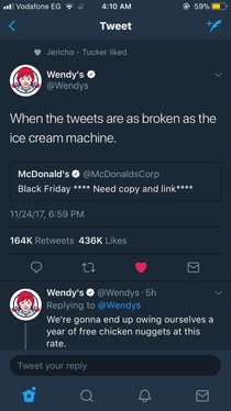 Wendys roasting McDonalds