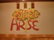 Went to a wedding today and this was on the wall Its supposed to say arise