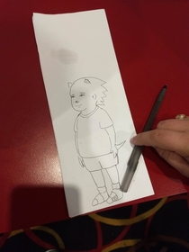 Went to the movies last night The ticket taker drew this awesome Sonic the HedgehogBobby Hill mashup