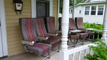 Went to visit my son in college This is his porch furniture