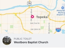Westboro Baptist Church is listed on Facebook as a public toilet