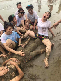 What did the girls team do with the sand