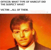 What type of haircut did the suspect have
