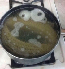 When cooking pasta suddenly becomes the cookie monster