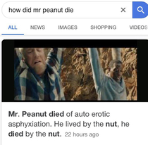 When mr peanut died this is what originally came up when searched