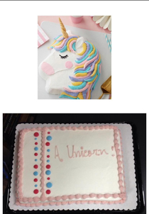 When you ask for a cake with a unicorn on it