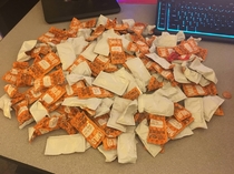 When you ask for as much mild sauce as you can give me without getting fired  packets