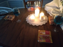 When your wife deserves the best so you wake her up to a romantic candlelit breakfast