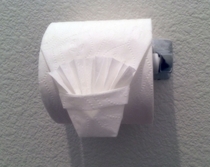 Whenever I go to parties at big fancy houses I origami the TP so other guests are like Are you f-ing kidding me
