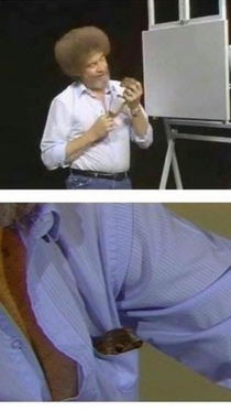 Whenever you need a giggle remember when Bob Ross put a squirrel in his shirt pocket so they could enjoy his painting