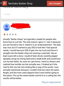While looking up a places to get a haircut I found this funny review