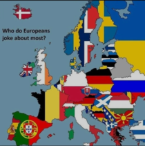 Who do Europeans joke about the most