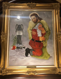why does Santa need a Jesus hug And why tf is  there