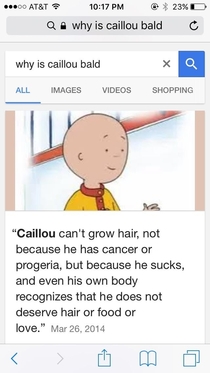 Why is Caillou bald