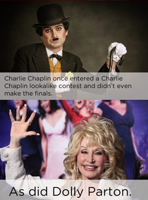 Why would Dolly Parton enter a Charlie Chaplin look a like contest
