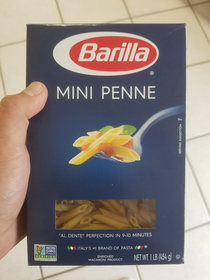 Wife came home from the grocery store excited that she found pasta appropriate for a man of my proportions
