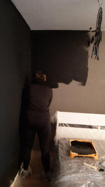 Wife got braces today Now shes painting our room black I think shes going through a phase
