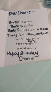 Wife modified a yo birthday card for my brothers th