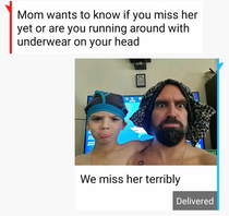 Wife took the girls to visit grandma and the boys got a text