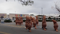 Wild group of dinosaurs claiming Toys R us for the extinct