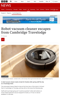 Wild vacuum cleaner escape