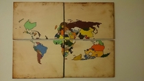 Woke up to this picture of a world map my flat mate hung up on our kitchen wall