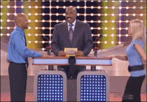 Woman tries to distract man on Family Feud