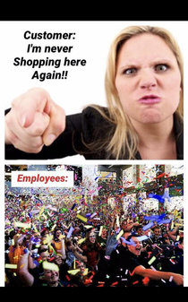 Working as a shop employee no one can hear you cheer