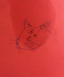 year old finished my drawing of a cat