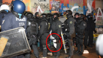 Yesterday  cops attacked the Rigaer  one of the last squats in Germany as a response to a brawl with a police officer Equipment ran low