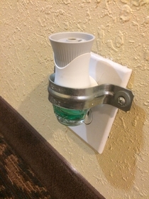 You know the Hotel is in an bad area when the air freshener is secured against stealing