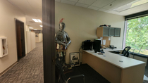 You may be cool but youll never be I have a suit of armor in my regular sized office cool