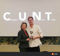 Youtuber Josh Pieters creates a fake organisation to fly Katie Hopkins out to Prague give her a fake award snap this hilarious photo and showcase how much of a racist terrible person she is link in comments