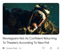 Yup Im afraid of getting attacked by Venoms if I go to the theater