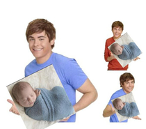 Zac Efron looks like hes trying to hold a baby at  different angles