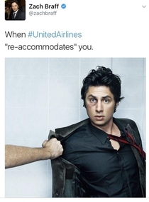 Zach Braffs response to United Airlines