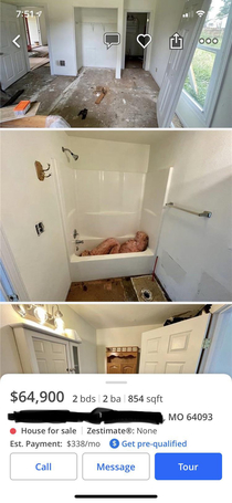 Zillow listing with a dead body in the tub